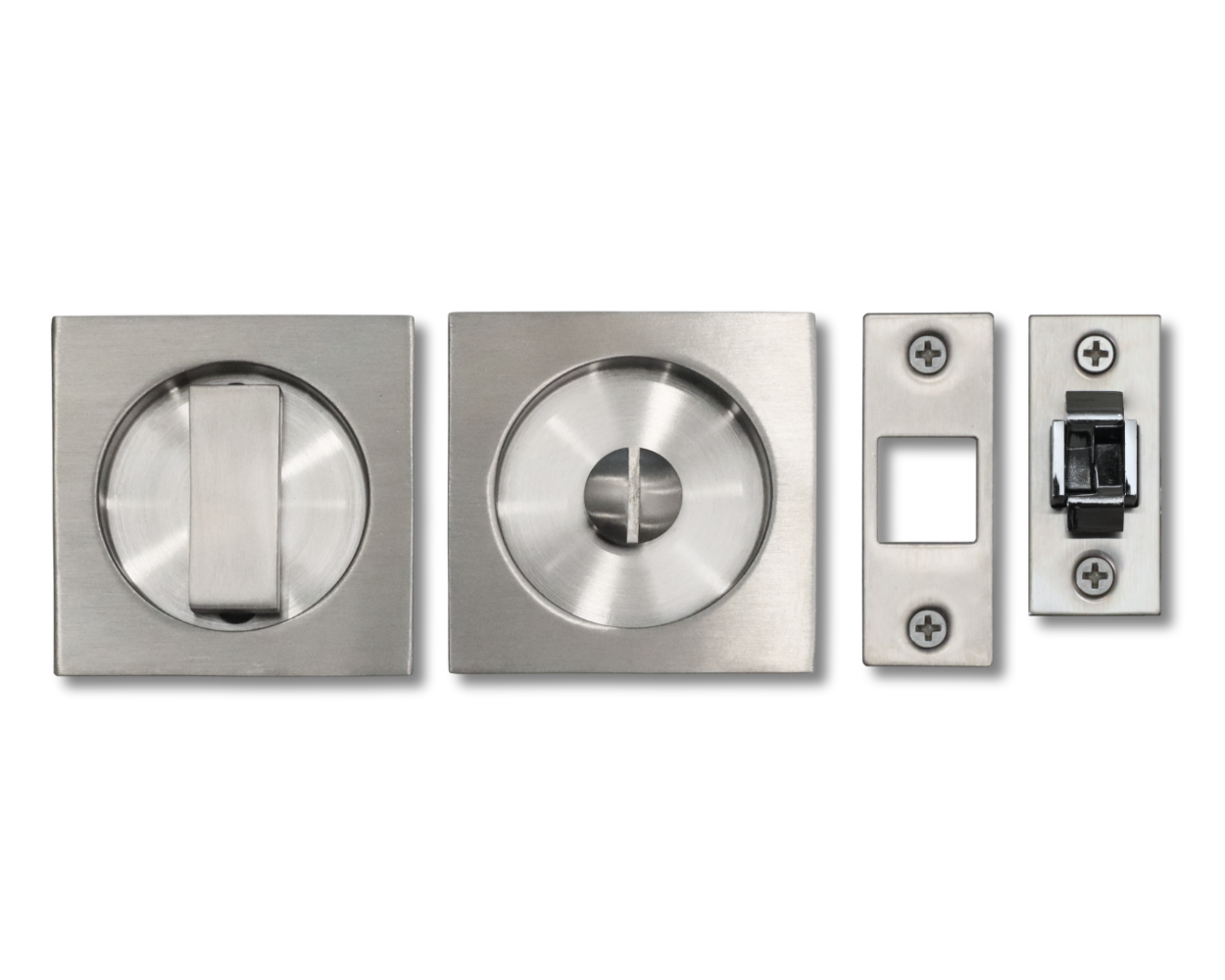 Linnea - Square Privacy Pocket Door Hardware with Finger Edge Pull Minimum Door Thickness 1-3/8 Inch