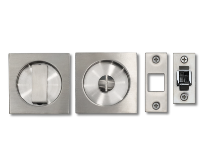 Linnea - Square Privacy Pocket Door Hardware with Finger Edge Pull Minimum Door Thickness 1-3/8 Inch