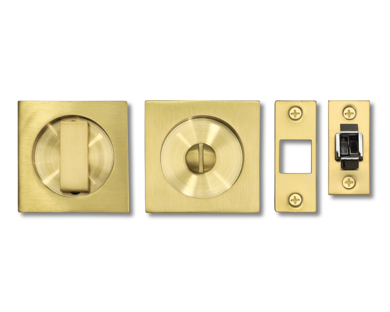 Linnea - Square Privacy Pocket Door Hardware with Finger Edge Pull Minimum Door Thickness 1-3/8 Inch