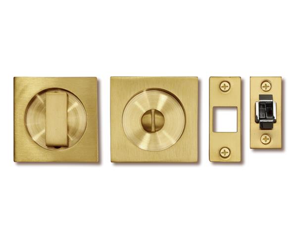 Linnea - Square Privacy Pocket Door Hardware with Finger Edge Pull Minimum Door Thickness 1-3/8 Inch