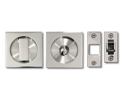 Linnea - Square Privacy Pocket Door Hardware with Finger Edge Pull Minimum Door Thickness 1-3/8 Inch
