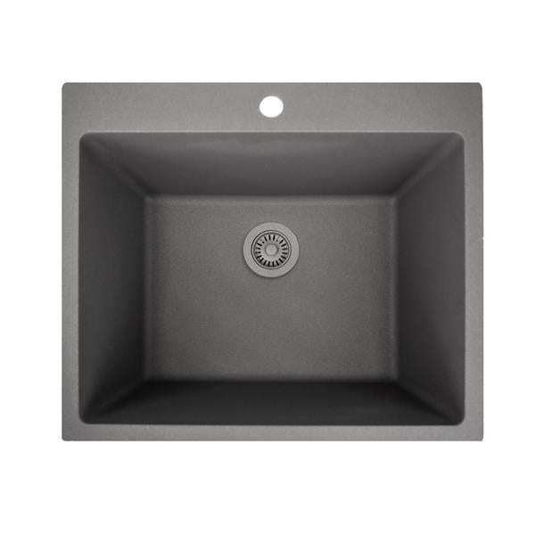 Nantucket Sinks - 25 Inch Inch Single Bowl Granite Composite Sink - Titanium