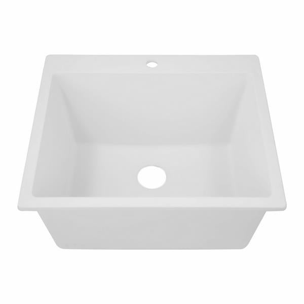 Nantucket Sinks - 25 Inch Inch Single Bowl Dualmount Granite Composite Sink - White