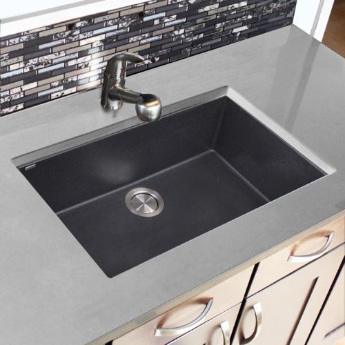Nantucket Sinks - Large Single Bowl Undermount Granite Composite Black