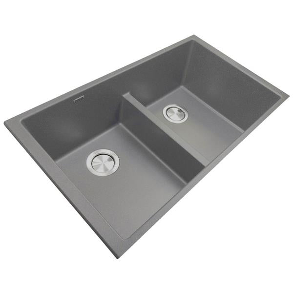 Nantucket Sinks - Undermount Double Equal Bowls With Low Divide - Granite Composite Titanium