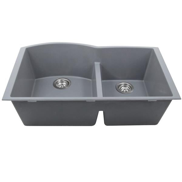 Nantucket Sinks - 60/40 Double Bowl Undermount Granite Composite Titanium