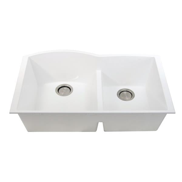 Nantucket Sinks - 60/40 Double Bowl Undermount Granite Composite White