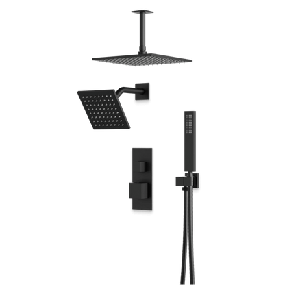 Artos - Edge Thermostatic Shower Trim Kit with Wall Mount & Ceiling Mount Shower Head, Hand Shower