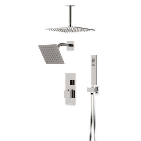 Artos - Edge Thermostatic Shower Trim Kit with Wall Mount & Ceiling Mount Shower Head, Hand Shower