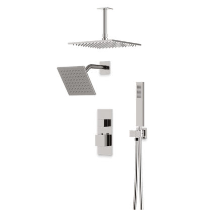 Artos - Edge Thermostatic Shower Trim Kit with Wall Mount & Ceiling Mount Shower Head, Hand Shower