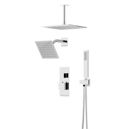 Artos - Edge Thermostatic Shower Trim Kit with Wall Mount & Ceiling Mount Shower Head, Hand Shower