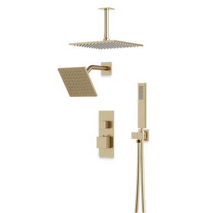 Artos - Edge Thermostatic Shower Trim Kit with Wall Mount & Ceiling Mount Shower Head, Hand Shower