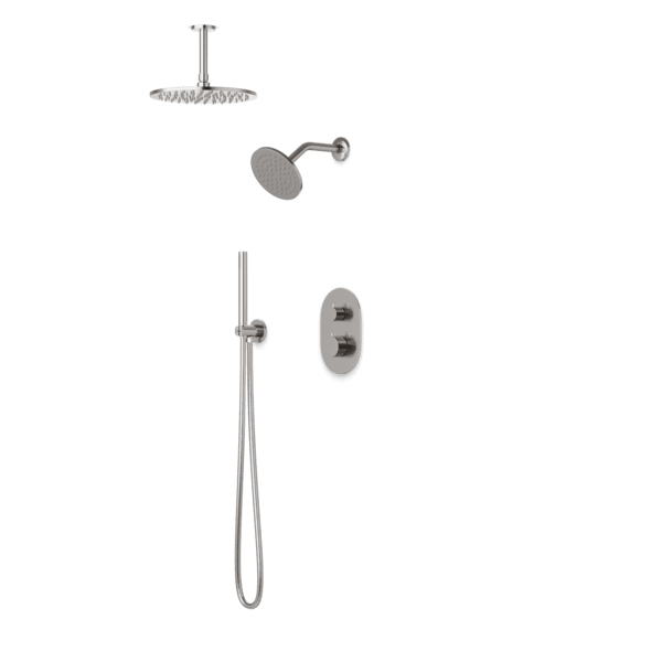 Artos - Opera Shower Set with Handheld, Wall Mount Shower Head, Ceiling Mount Shower Head Round