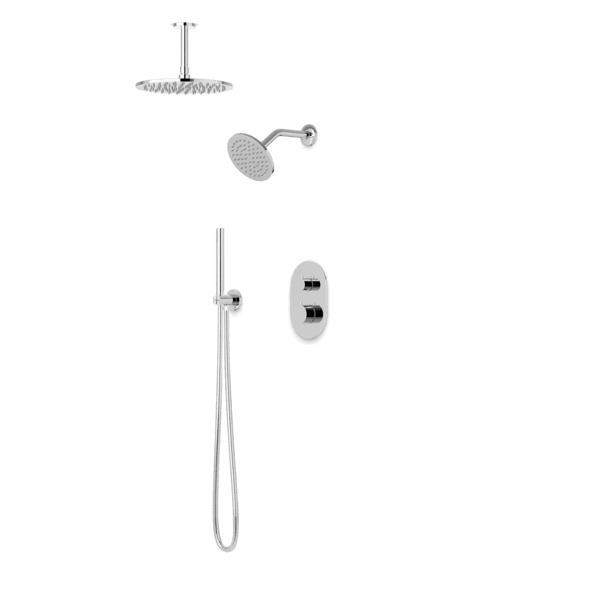 Artos - Opera Shower Set with Handheld, Wall Mount Shower Head, Ceiling Mount Shower Head Round