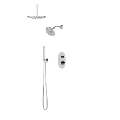 Artos - Opera Shower Set with Handheld, Wall Mount Shower Head, Ceiling Mount Shower Head Round