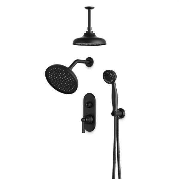 Artos - Classic Thermostatic Shower Trim Kit with Wall & Ceiling Mount Shower Head, Hand Shower