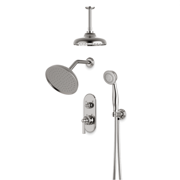 Artos - Classic Thermostatic Shower Trim Kit with Wall & Ceiling Mount Shower Head, Hand Shower