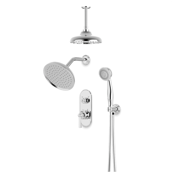 Artos - Classic Thermostatic Shower Trim Kit with Wall & Ceiling Mount Shower Head, Hand Shower