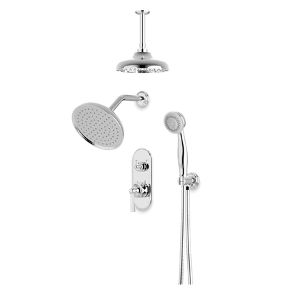 Artos - Classic Thermostatic Shower Trim Kit with Wall & Ceiling Mount Shower Head, Hand Shower