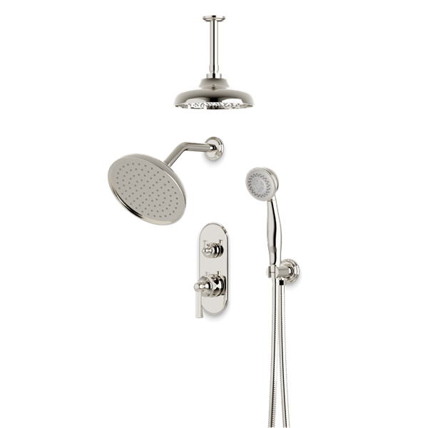 Artos - Classic Thermostatic Shower Trim Kit with Wall & Ceiling Mount Shower Head, Hand Shower