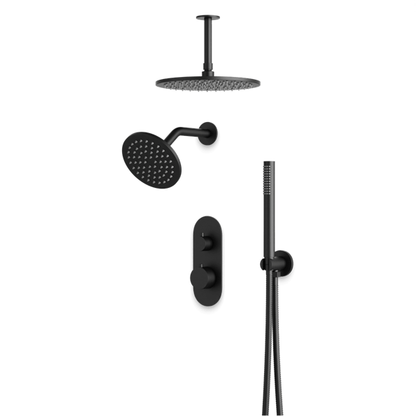 Artos - Opera Thermostatic Shower Trim Kit with Wall & Ceiling Mount Shower Head, Hand Shower