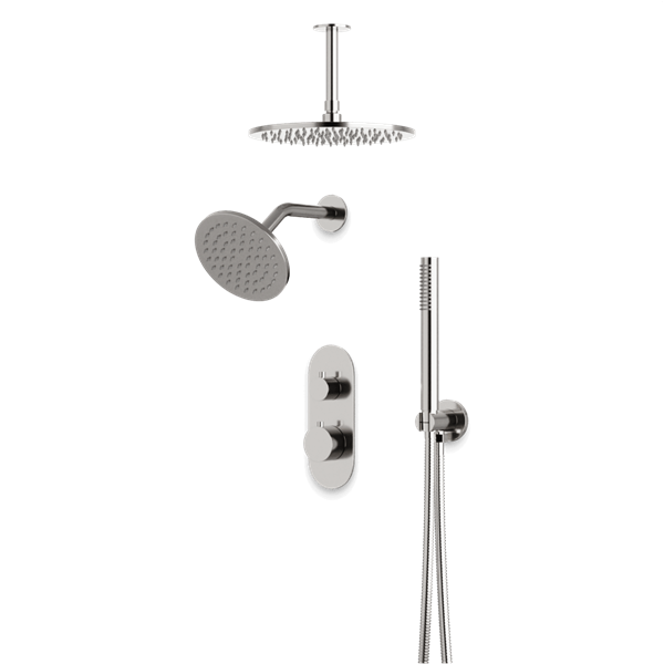 Artos - Opera Thermostatic Shower Trim Kit with Wall & Ceiling Mount Shower Head, Hand Shower