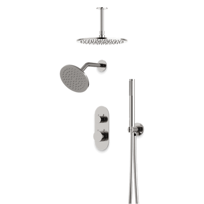 Artos - Opera Thermostatic Shower Trim Kit with Wall & Ceiling Mount Shower Head, Hand Shower