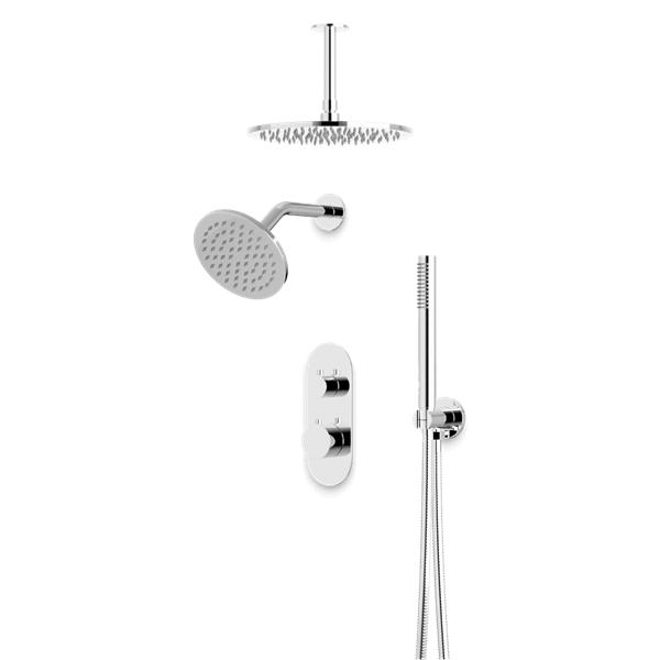 Artos - Opera Thermostatic Shower Trim Kit with Wall & Ceiling Mount Shower Head, Hand Shower