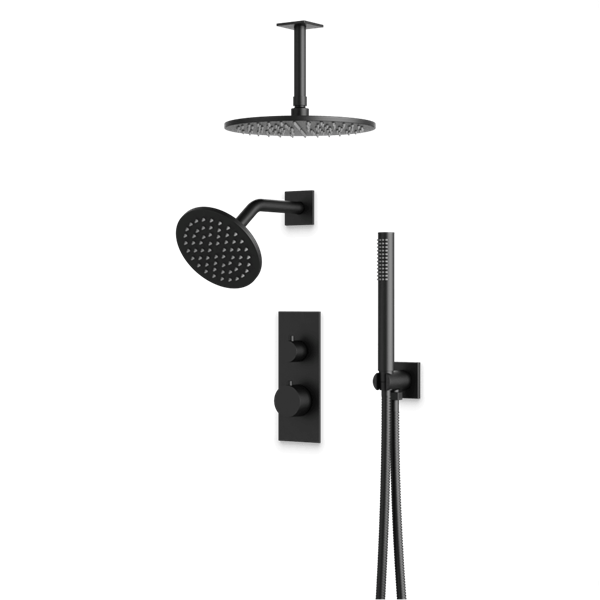 Artos - Otella Thermostatic Shower Trim Kit with Wall Mount & Ceiling Mount Shower Head, Hand Shower