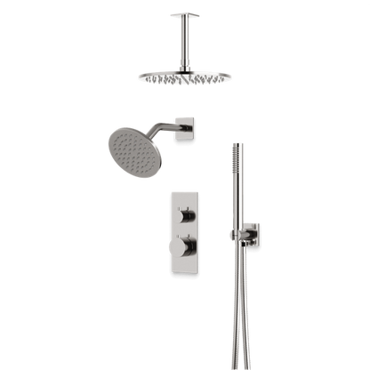 Artos - Otella Thermostatic Shower Trim Kit with Wall Mount & Ceiling Mount Shower Head, Hand Shower