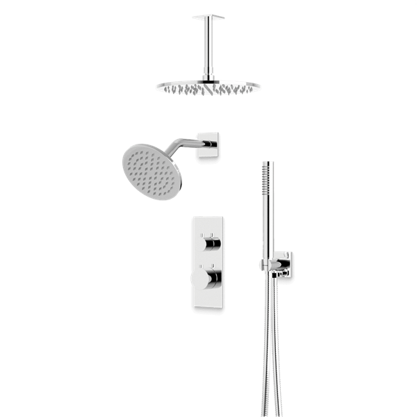 Artos - Otella Thermostatic Shower Trim Kit with Wall Mount & Ceiling Mount Shower Head, Hand Shower