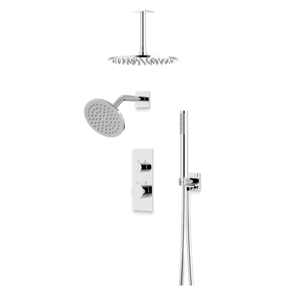 Artos - Otella Thermostatic Shower Trim Kit with Wall Mount & Ceiling Mount Shower Head, Hand Shower
