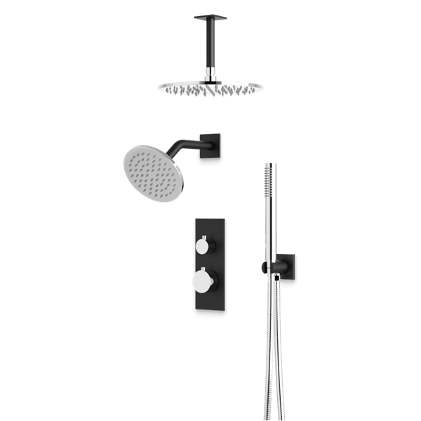 Artos - Otella Thermostatic Shower Trim Kit with Wall Mount & Ceiling Mount Shower Head, Hand Shower