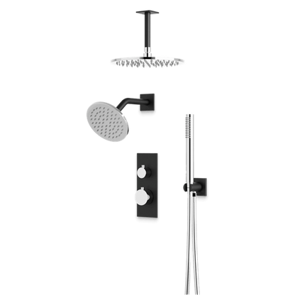 Artos - Otella Thermostatic Shower Trim Kit with Wall Mount & Ceiling Mount Shower Head, Hand Shower