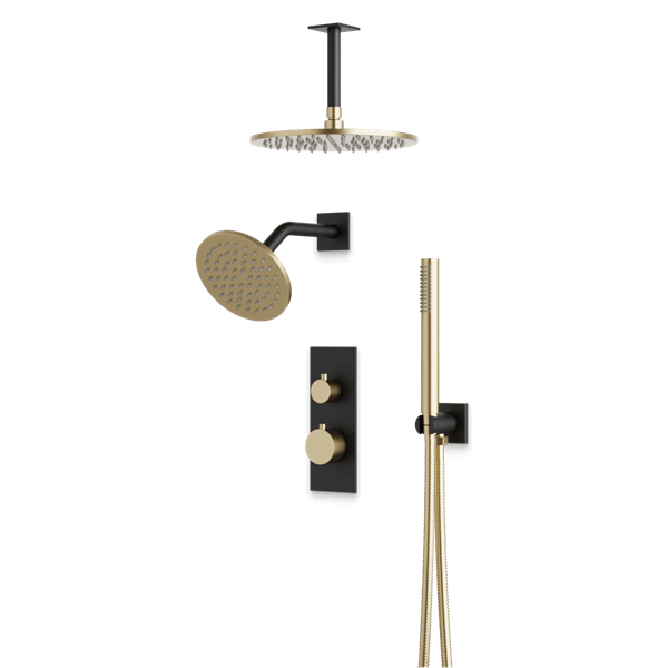 Artos - Otella Thermostatic Shower Trim Kit with Wall Mount & Ceiling Mount Shower Head, Hand Shower