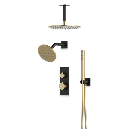 Artos - Otella Thermostatic Shower Trim Kit with Wall Mount & Ceiling Mount Shower Head, Hand Shower