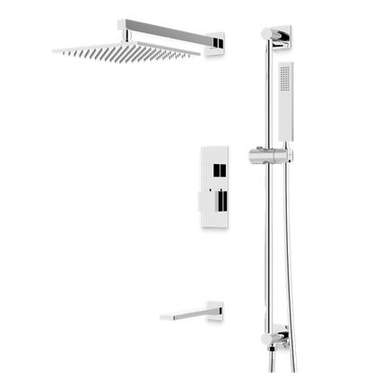 Artos - Edge Thermostatic Shower Trim Kit with Hand Shower on Slide Bar, Tub Filler