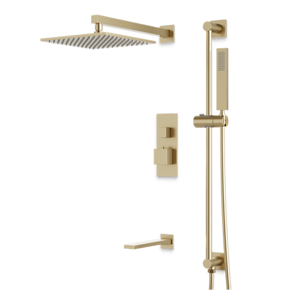 Artos - Edge Thermostatic Shower Trim Kit with Hand Shower on Slide Bar, Tub Filler