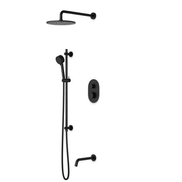 Artos - Opera Shower Set with Tub Filler, Slide Bar, Wall Mount Shower Head Round