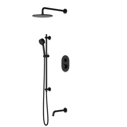 Artos - Opera Shower Set with Tub Filler, Slide Bar, Wall Mount Shower Head Round