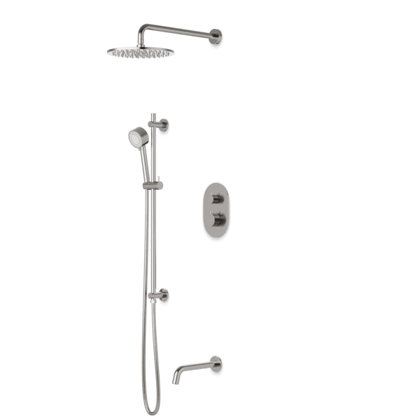 Artos - Opera Shower Set with Tub Filler, Slide Bar, Wall Mount Shower Head Round