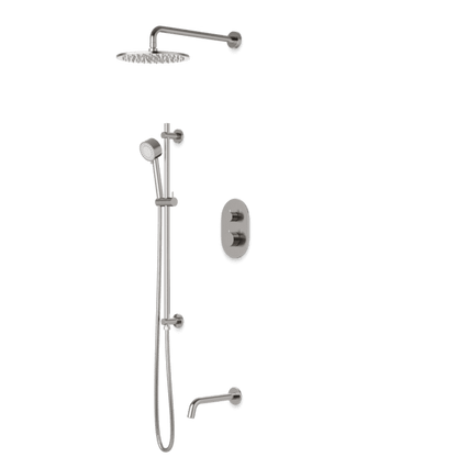 Artos - Opera Shower Set with Tub Filler, Slide Bar, Wall Mount Shower Head Round