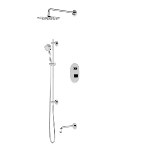 Artos - Opera Shower Set with Tub Filler, Slide Bar, Wall Mount Shower Head Round