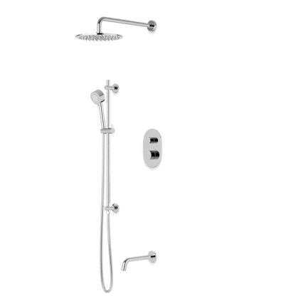 Artos - Opera Shower Set with Tub Filler, Slide Bar, Wall Mount Shower Head Round