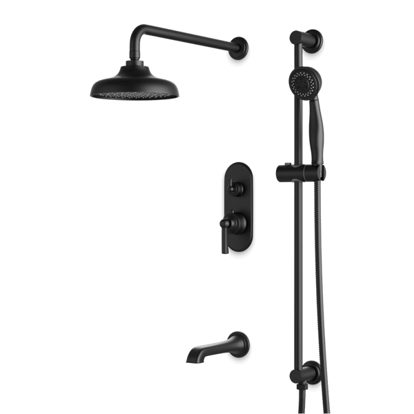 Artos - Classic Thermostatic Shower Trim Kit with Hand Shower on Slide Bar, Tub Filler
