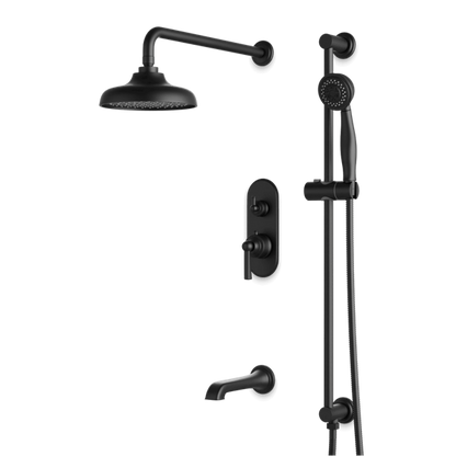 Artos - Classic Thermostatic Shower Trim Kit with Hand Shower on Slide Bar, Tub Filler