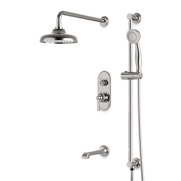 Artos - Classic Thermostatic Shower Trim Kit with Hand Shower on Slide Bar, Tub Filler