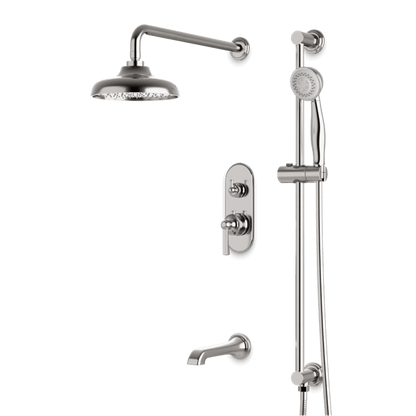Artos - Classic Thermostatic Shower Trim Kit with Hand Shower on Slide Bar, Tub Filler