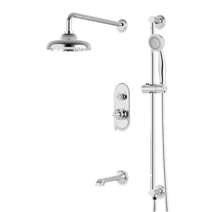 Artos - Classic Thermostatic Shower Trim Kit with Hand Shower on Slide Bar, Tub Filler