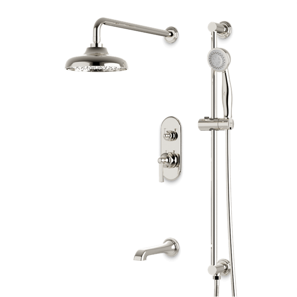 Artos - Classic Thermostatic Shower Trim Kit with Hand Shower on Slide Bar, Tub Filler